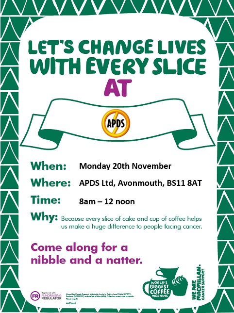 We’re Hosting a Macmillan Coffee Morning - APDS